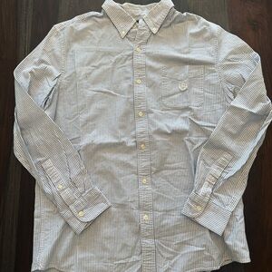 Chaps Blue and White Striped Dress Shirt